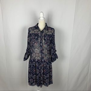 QMack Paisley Print Sheer Dress Women Size Small